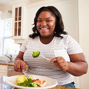 Lady with healthy meal