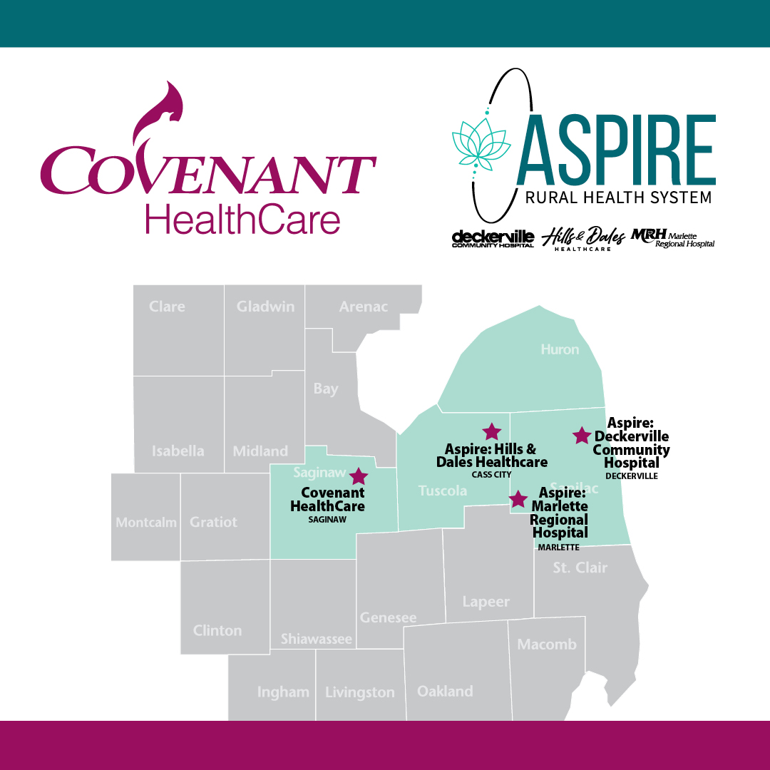Covenant HealthCare and Aspire Rural Health System Map