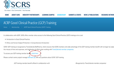 Image showing the location of the GCP training member benefit link